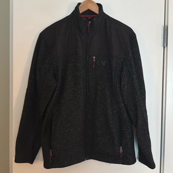 Stoic (Backcountry) Black, Grey Speckled, and Red Accents Zip-Up Jacket - Picture 2 of 12